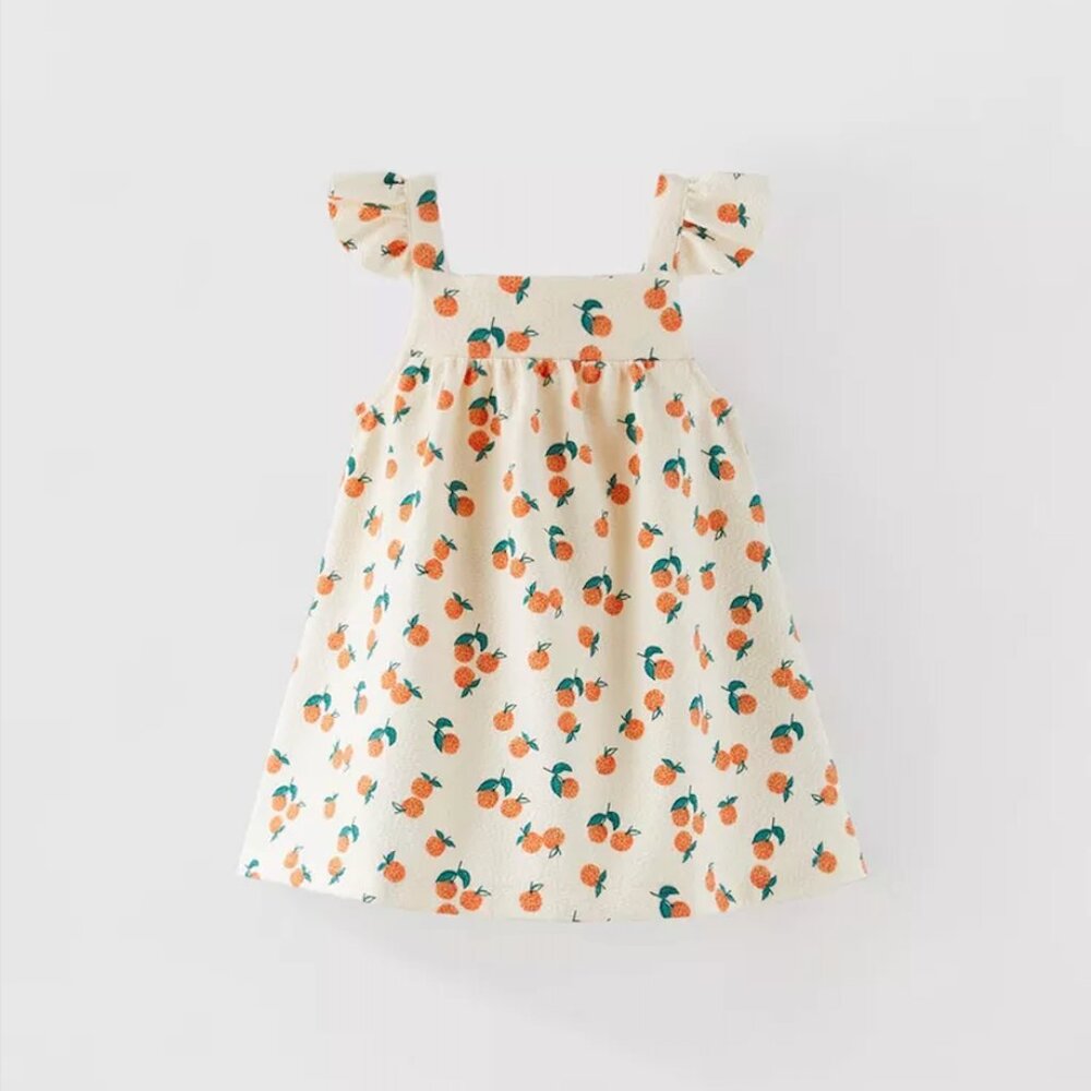 Zara kids orange jacquard dress